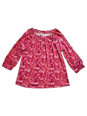 J. Jill Floral Boho Blouse Pink & Red Lightweight Casual Top Sz M